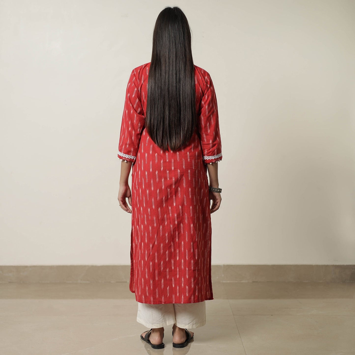  Pochampally Ikat Weave Cotton Straight Kurta 11 Online at iTokri.com