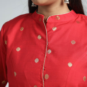 Buy Polka Dot Zari Buti Viscose Silk Stitched Blouse 