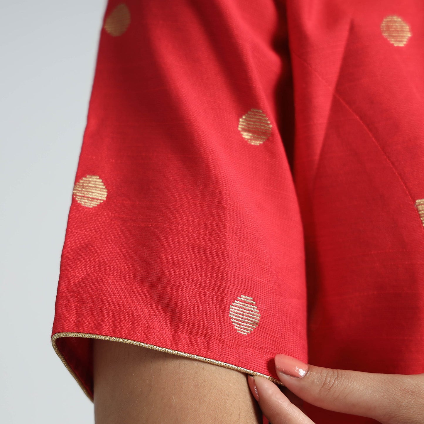 Buy Polka Dot Zari Buti Viscose Silk Stitched Blouse 