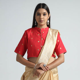 Buy Polka Dot Zari Buti Viscose Silk Stitched Blouse 