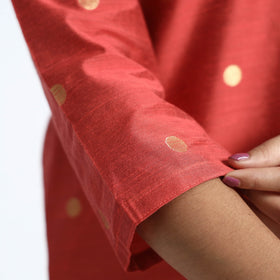  Polka Zari Buti Spun Dupion Silk Long Kurta for Women