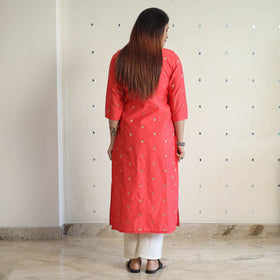  Polka Zari Buti Spun Dupion Silk Long Straight Kurta 39 