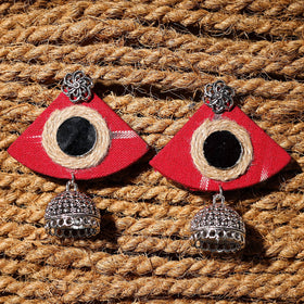 Red - prachi handcrafted gs fabart jhumki earrings