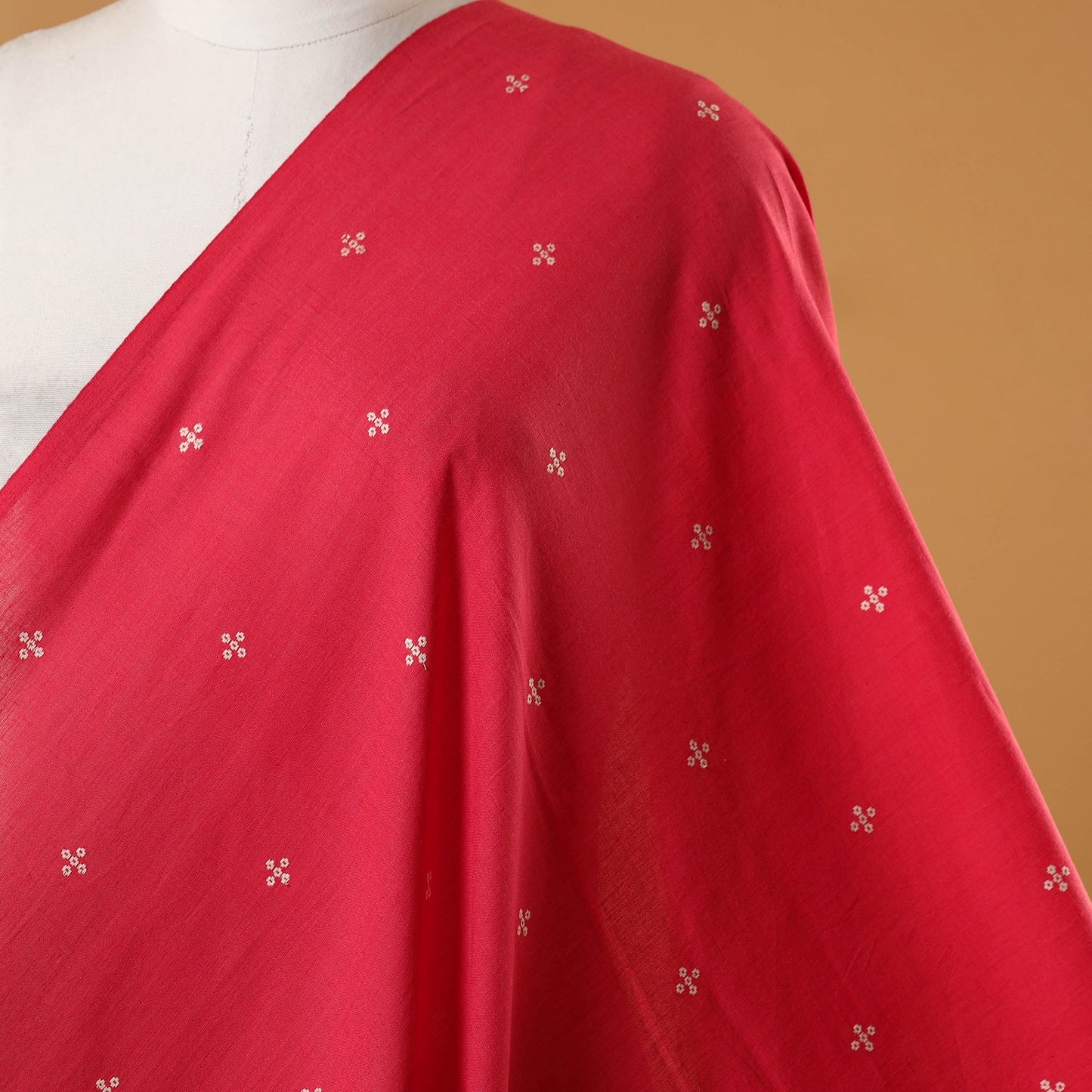 Red - prewashed cotton jacquard fabric 01 - handcrafted