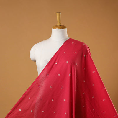 Red - prewashed cotton jacquard fabric 01 - handcrafted