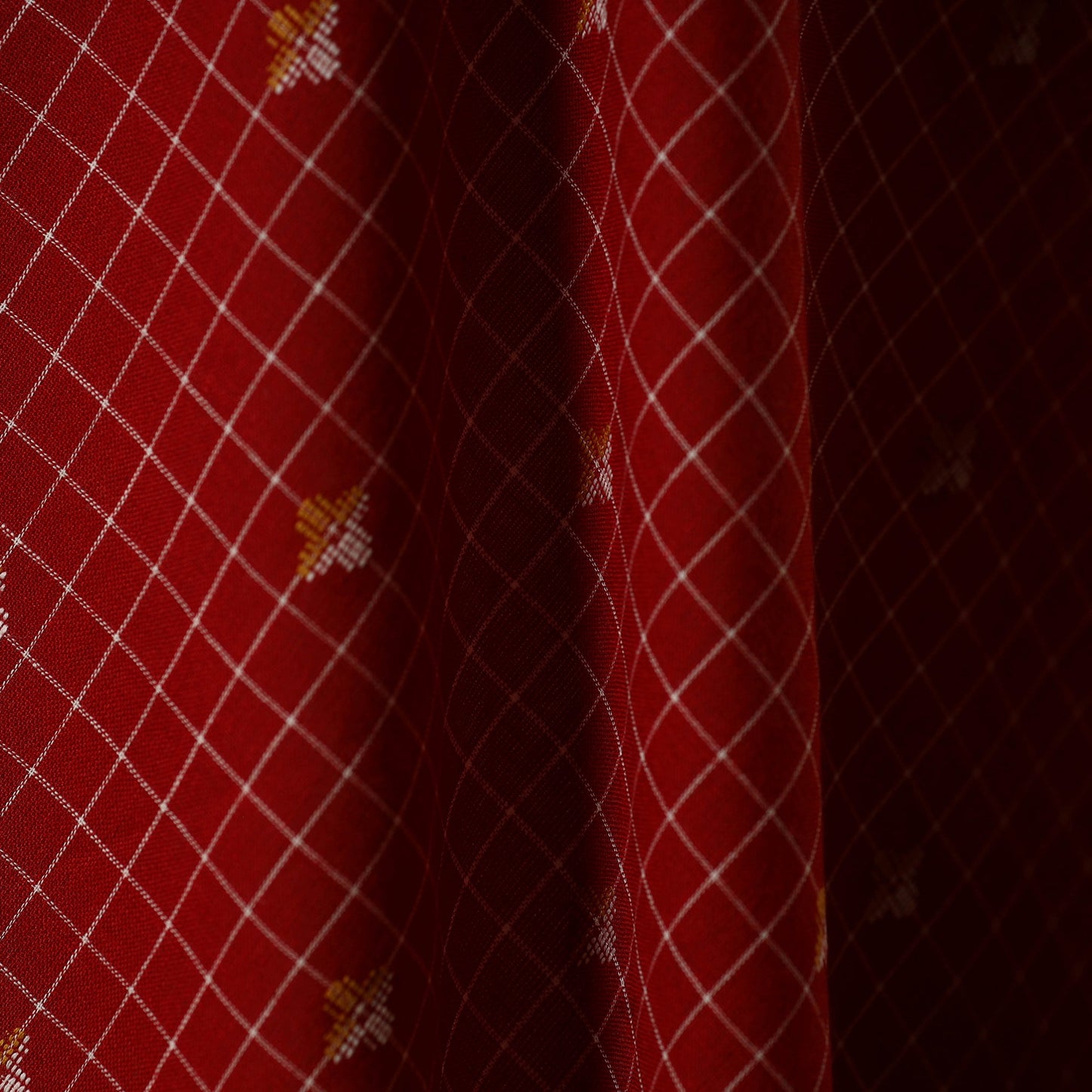 Red - prewashed cotton jacquard fabric 02 - handcrafted