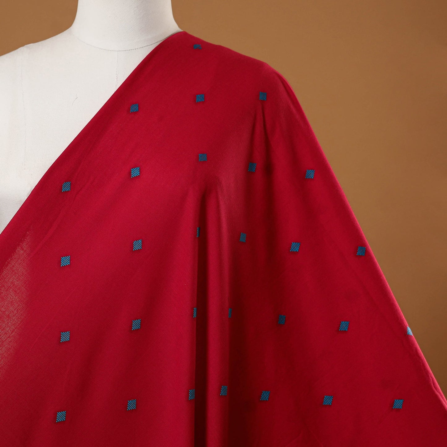 Red - prewashed cotton jacquard fabric 05 - handcrafted