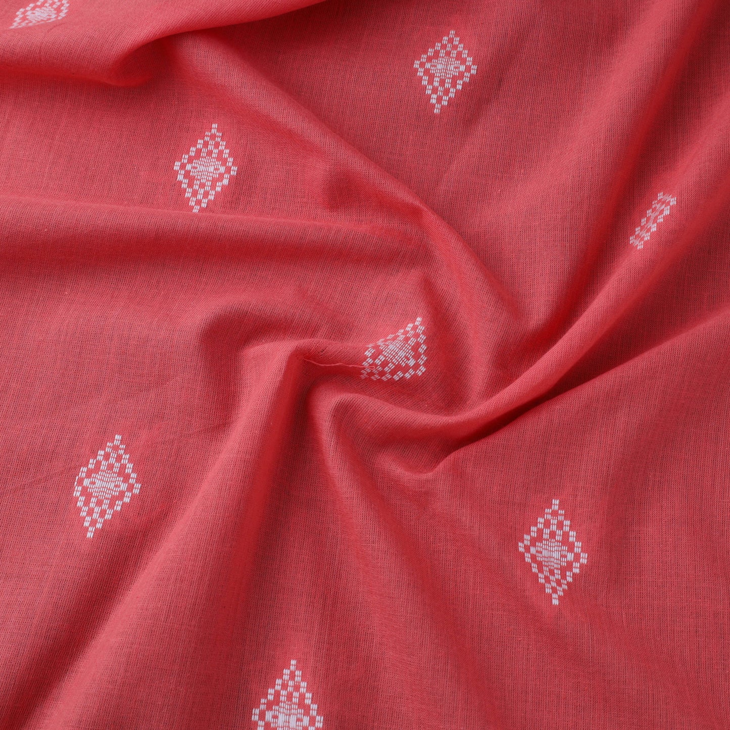 Red Prewashed Cotton Jacquard Fabric