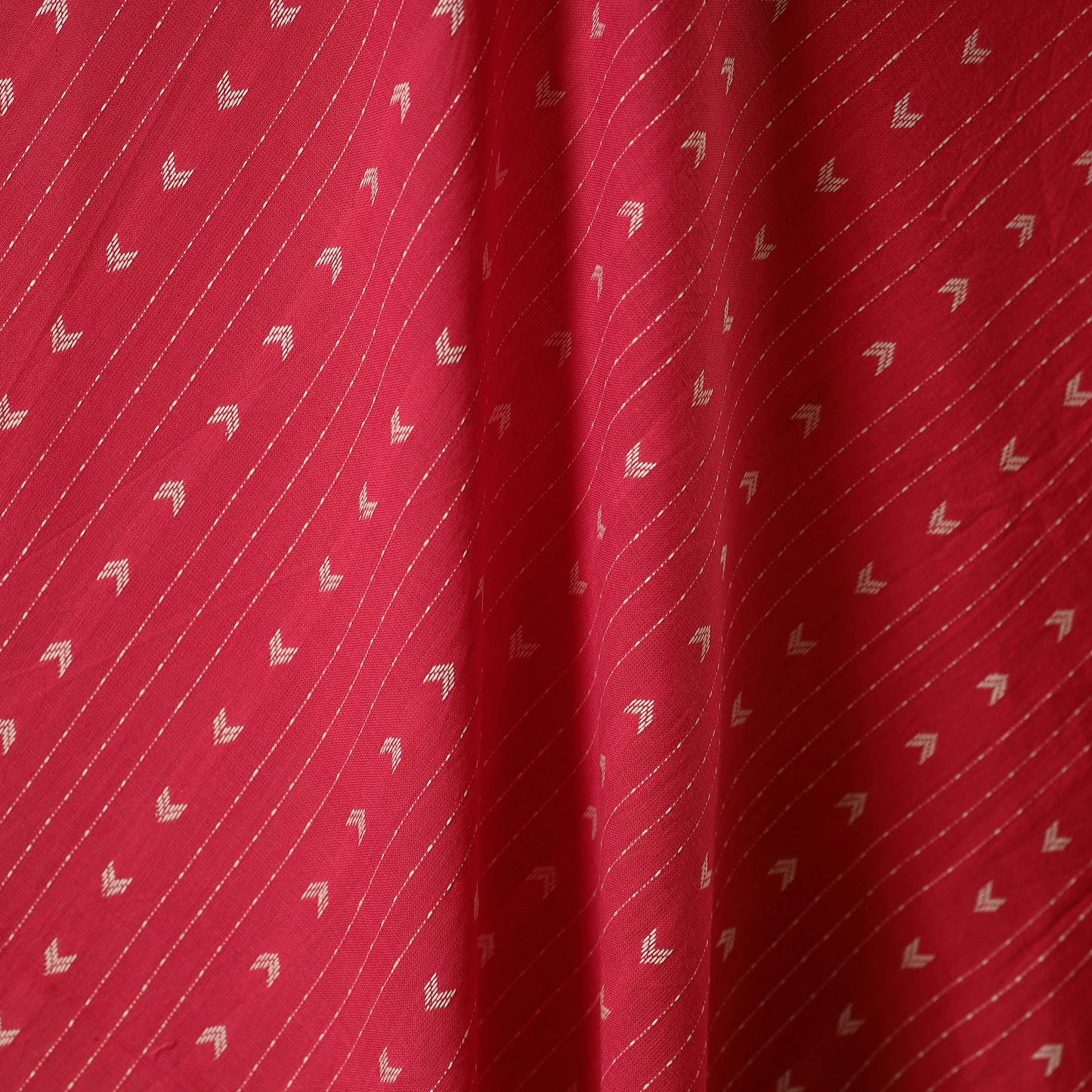 Red - prewashed cotton jacquard fabric 06 - handcrafted