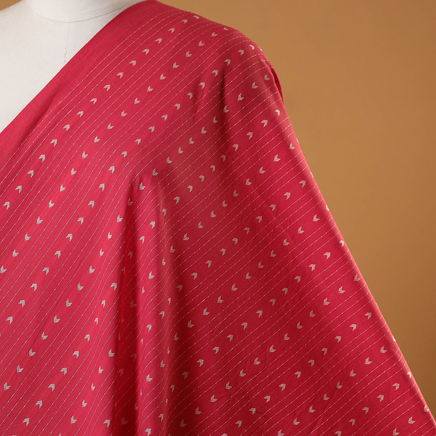 Red - prewashed cotton jacquard fabric 06 - handcrafted