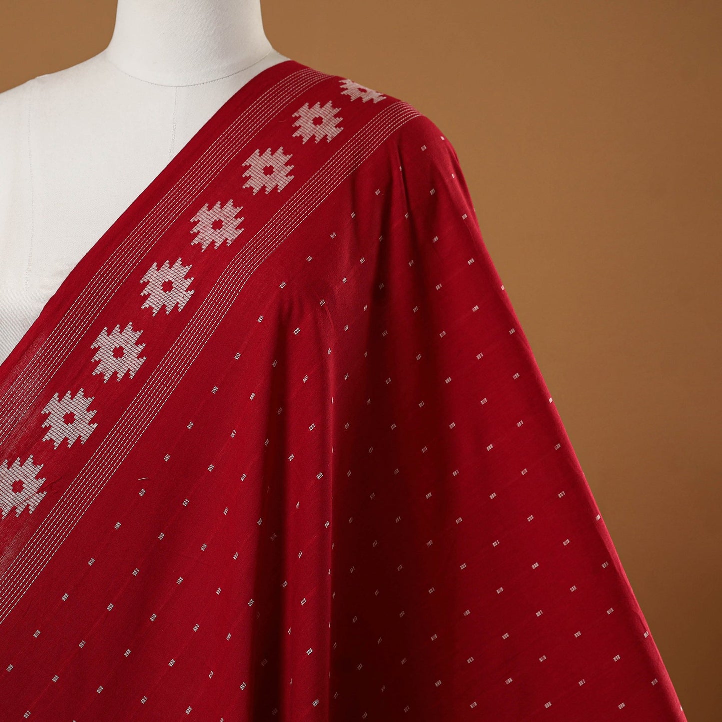 Red - prewashed cotton jacquard fabric 07 - handcrafted