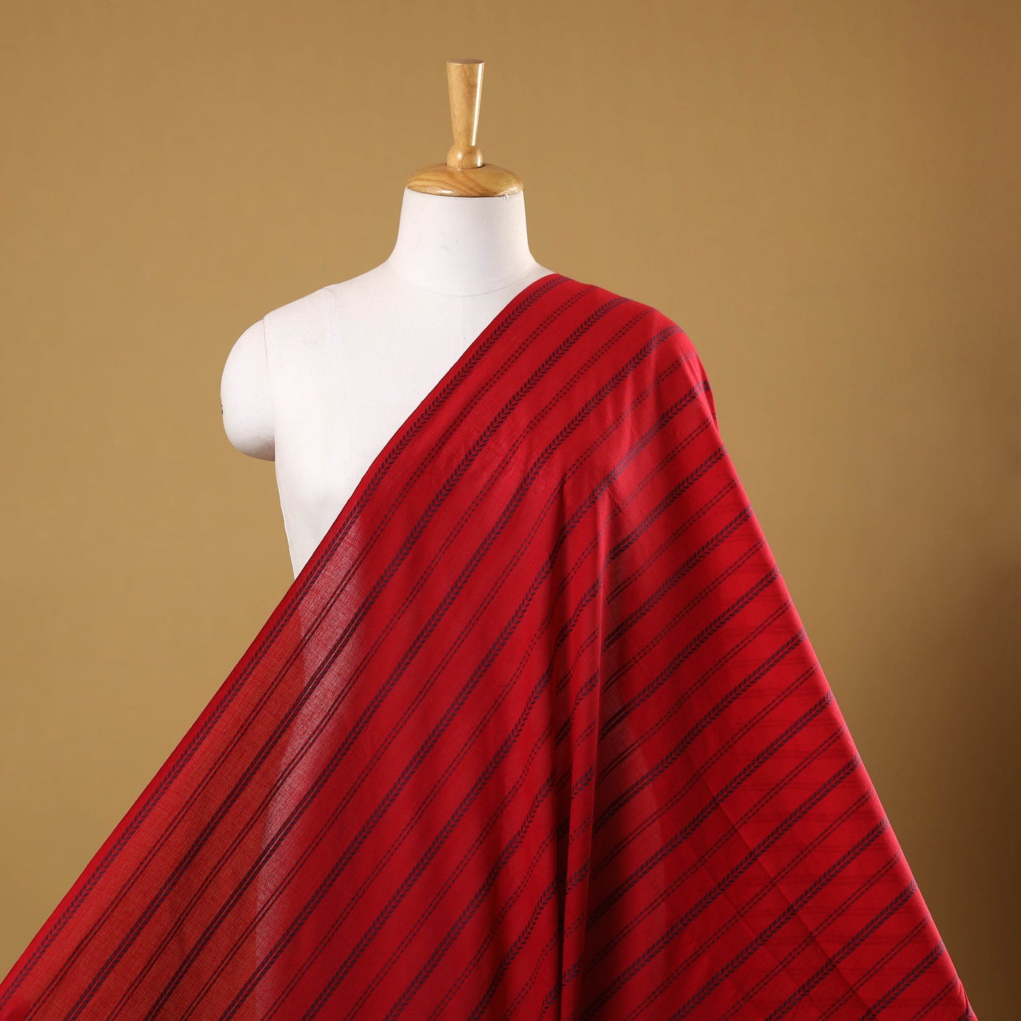 Red Prewashed Cotton Jacquard Fabric