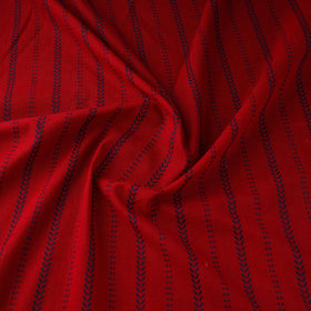 Red Prewashed Cotton Jacquard Fabric