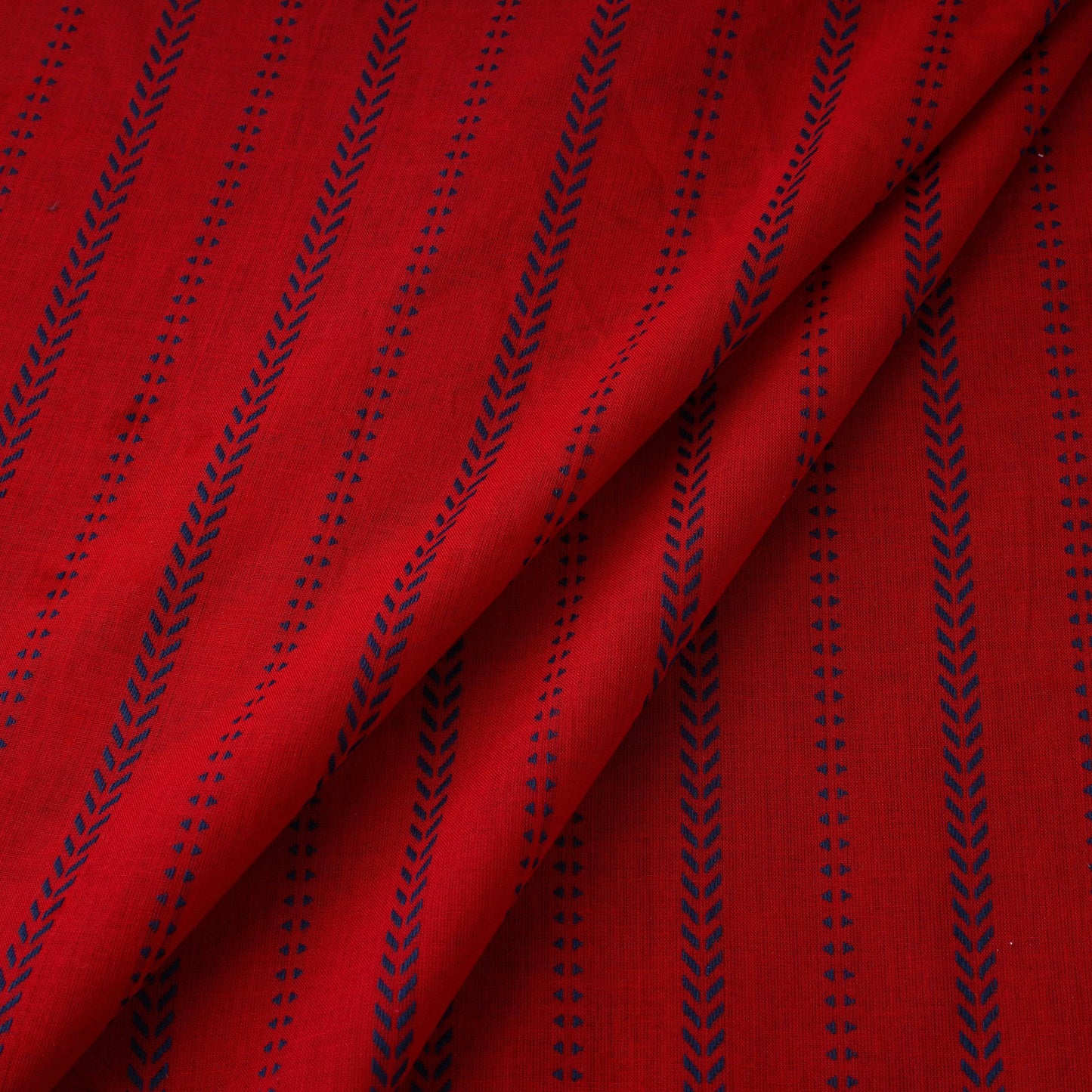 Red Prewashed Cotton Jacquard Fabric