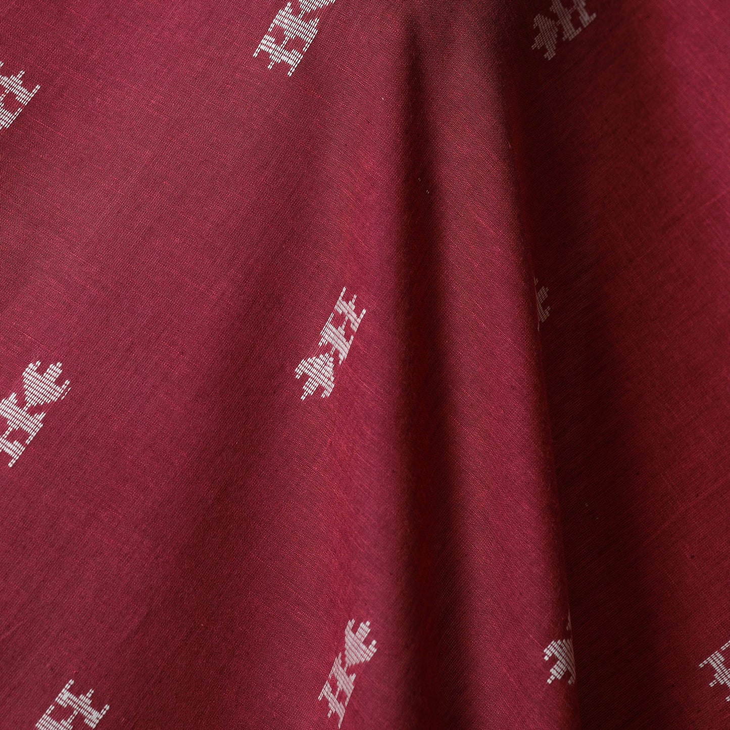 Red - prewashed cotton jacquard fabric 34 - handcrafted