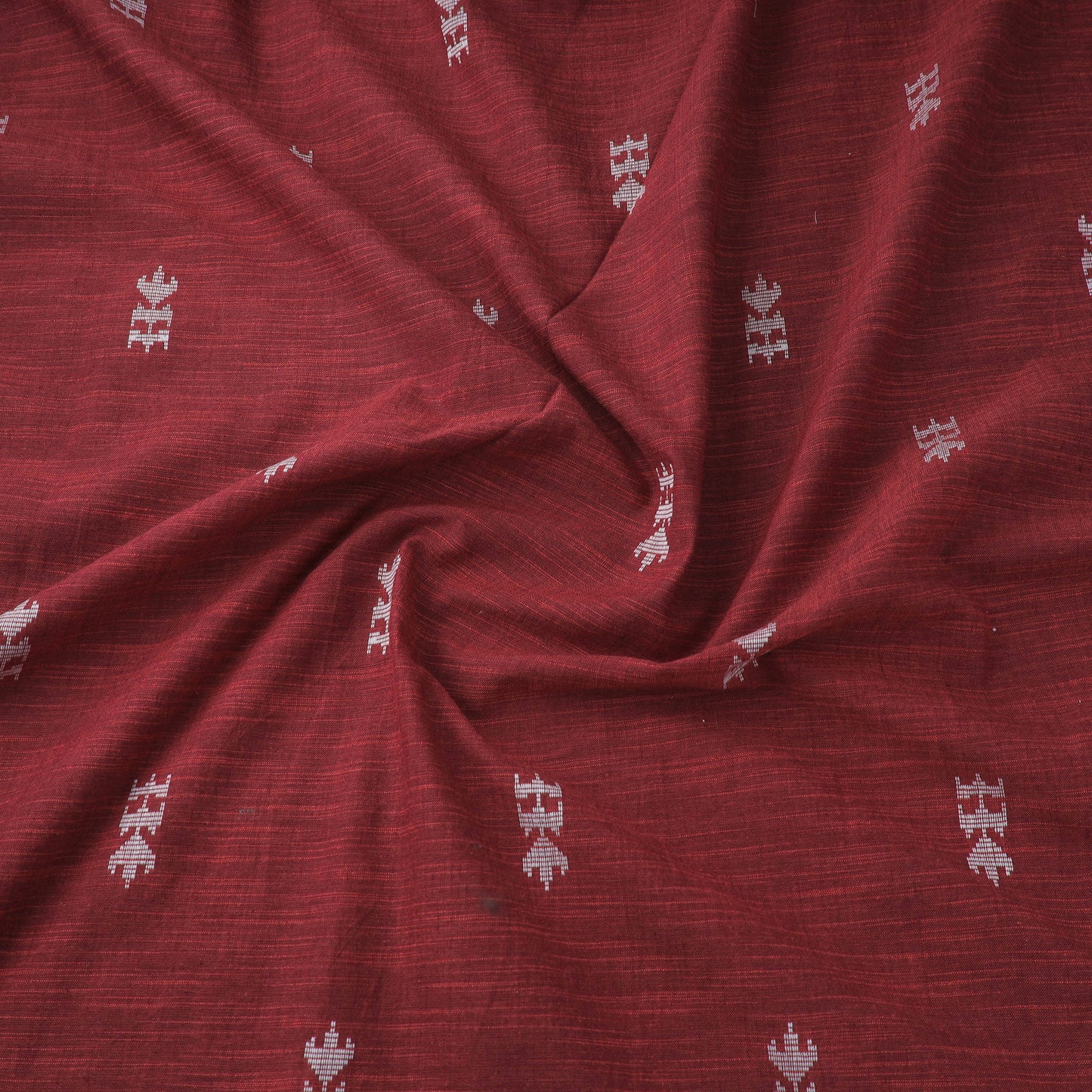 Red Prewashed Cotton Jacquard Fabric