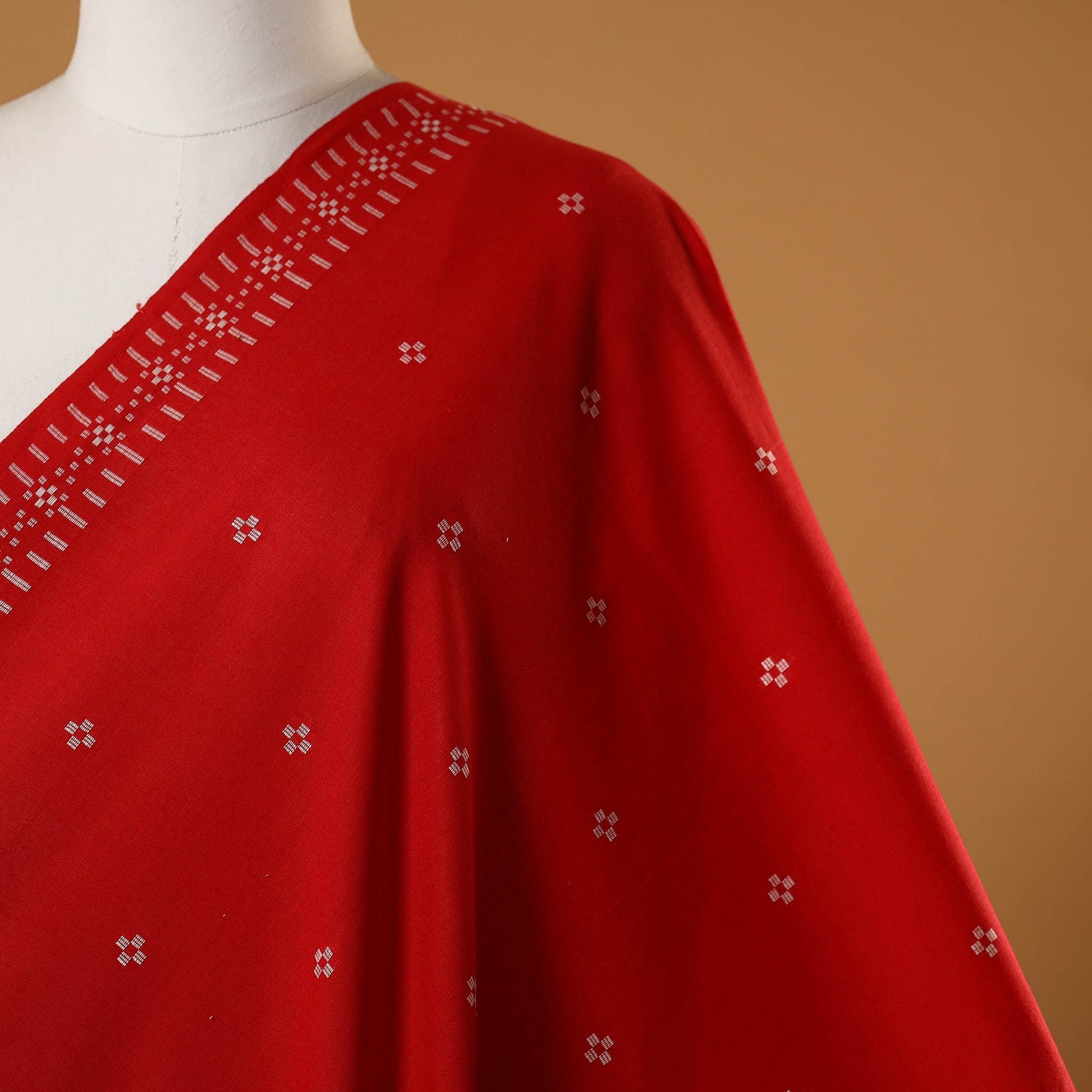 Red - prewashed cotton jacquard fabric 39 - handcrafted