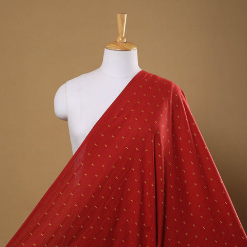 Red Prewashed Cotton Jacquard Fabric