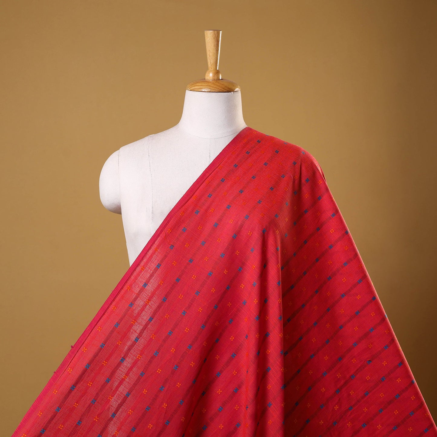 Red - prewashed cotton jacquard weave fabric 51