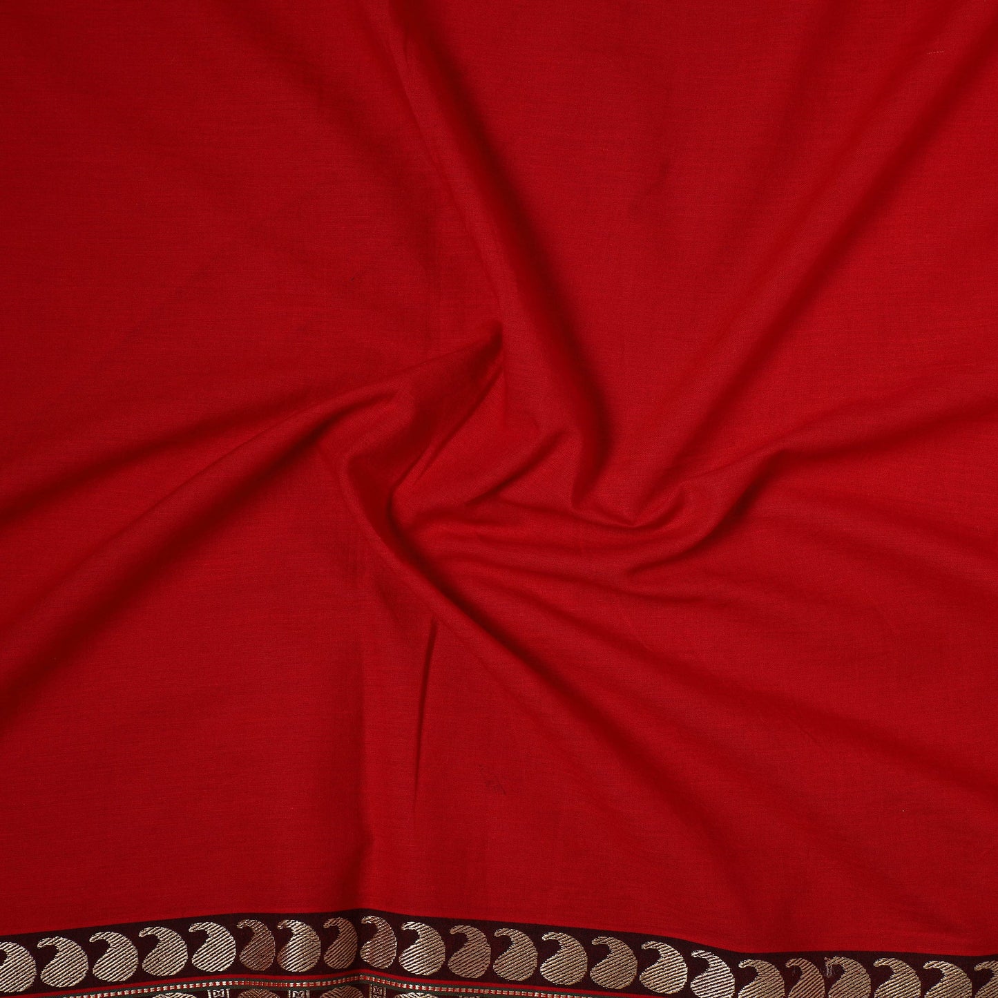 Red - prewashed cotton thread border dharwad fabric 01