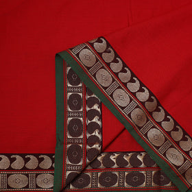 Red - prewashed cotton thread border dharwad fabric 01