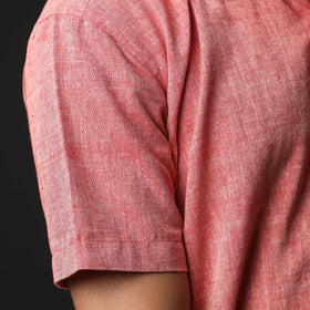 Red prewashed fine cotton handloom half sleeves shirt