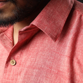 Red prewashed fine cotton handloom half sleeves shirt