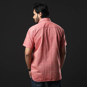 Red prewashed fine cotton handloom half sleeves shirt