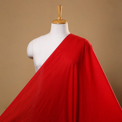 Buy Red Prewashed Mul Cotton Plain Fabric