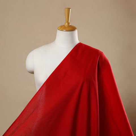 Buy Red Prewashed Plain Cotton Fabric