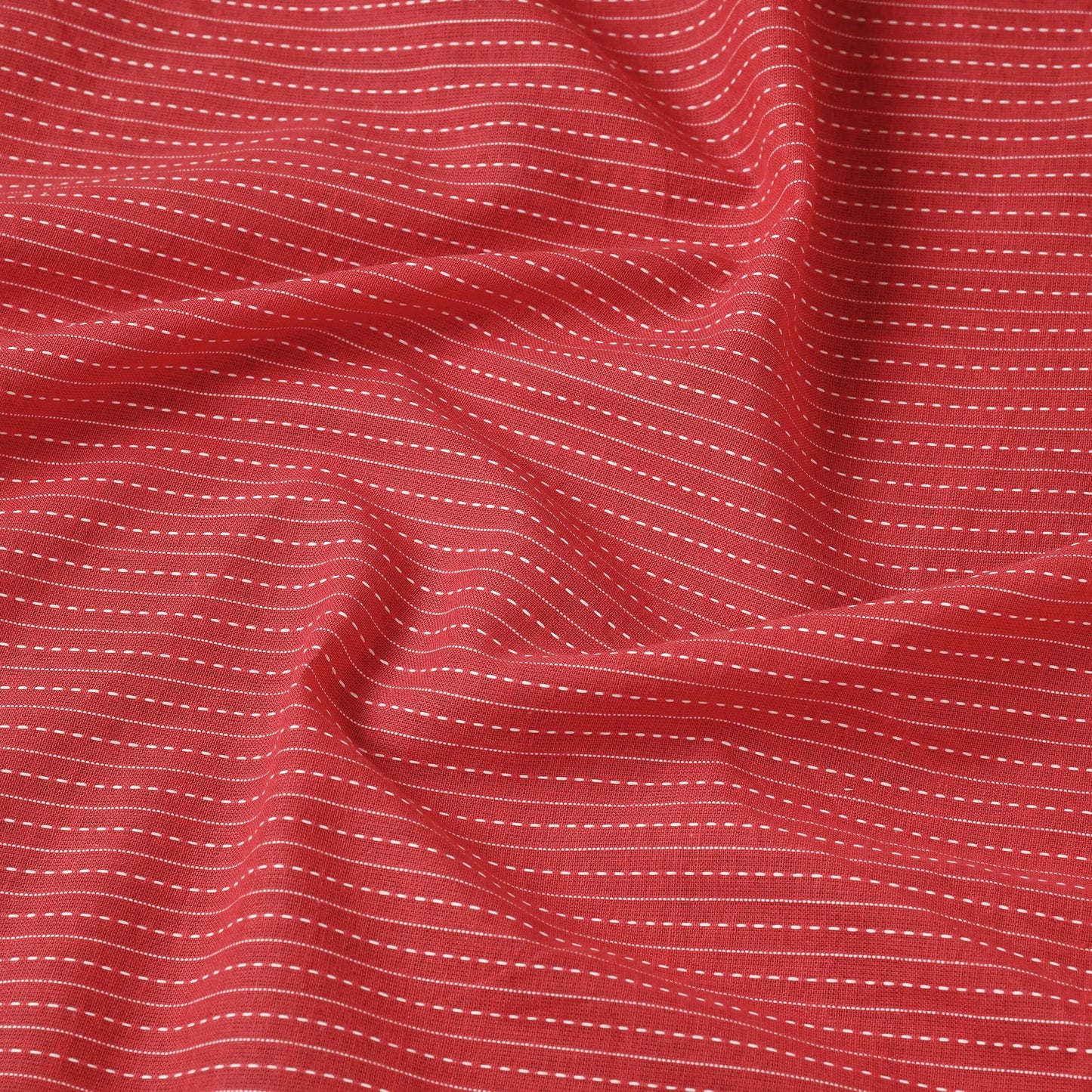  red Prewashed Running Stitch Plain Cotton Fabric