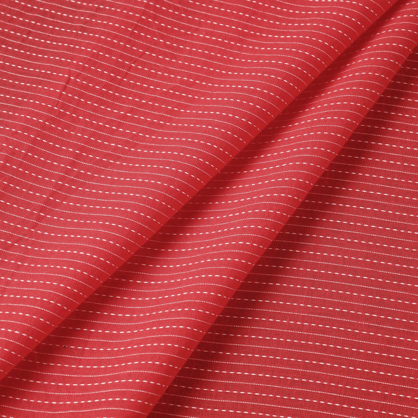  red Prewashed Running Stitch Plain Cotton Fabric