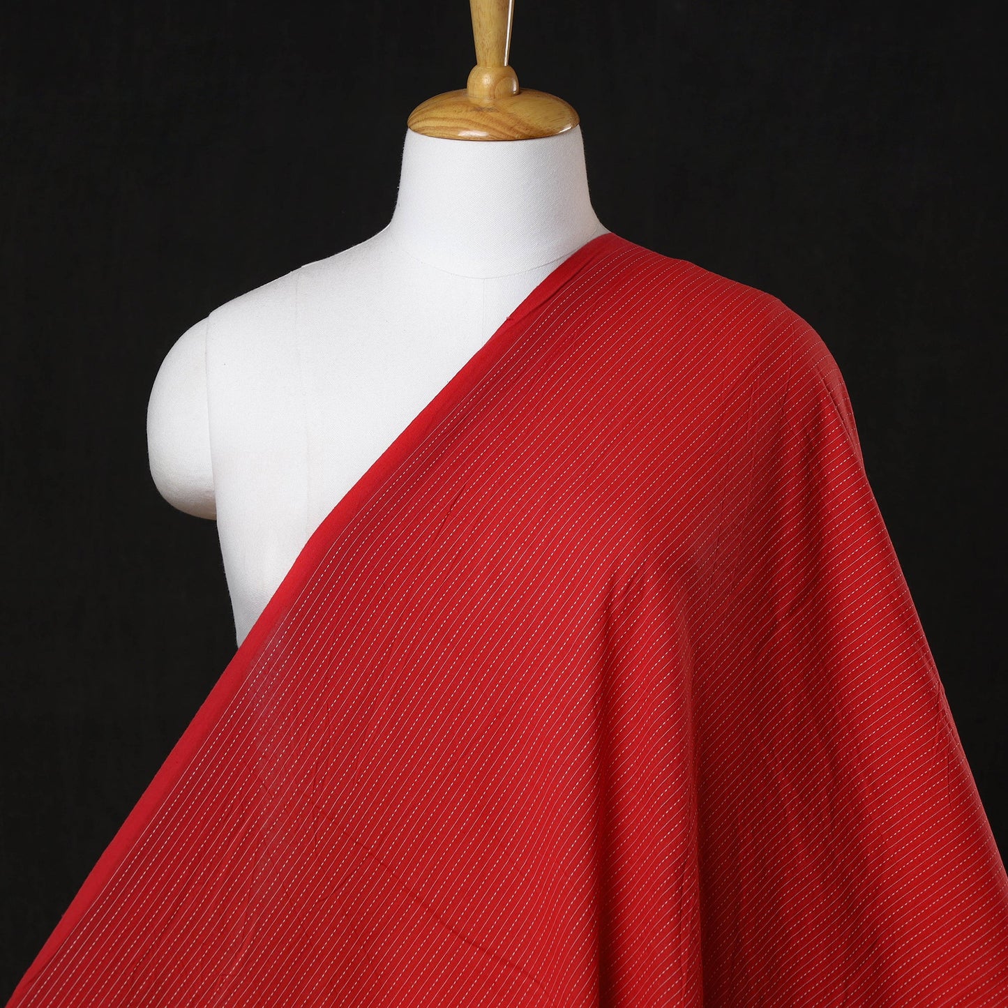  Red Prewashed Running Stitch Plain Cotton Fabric