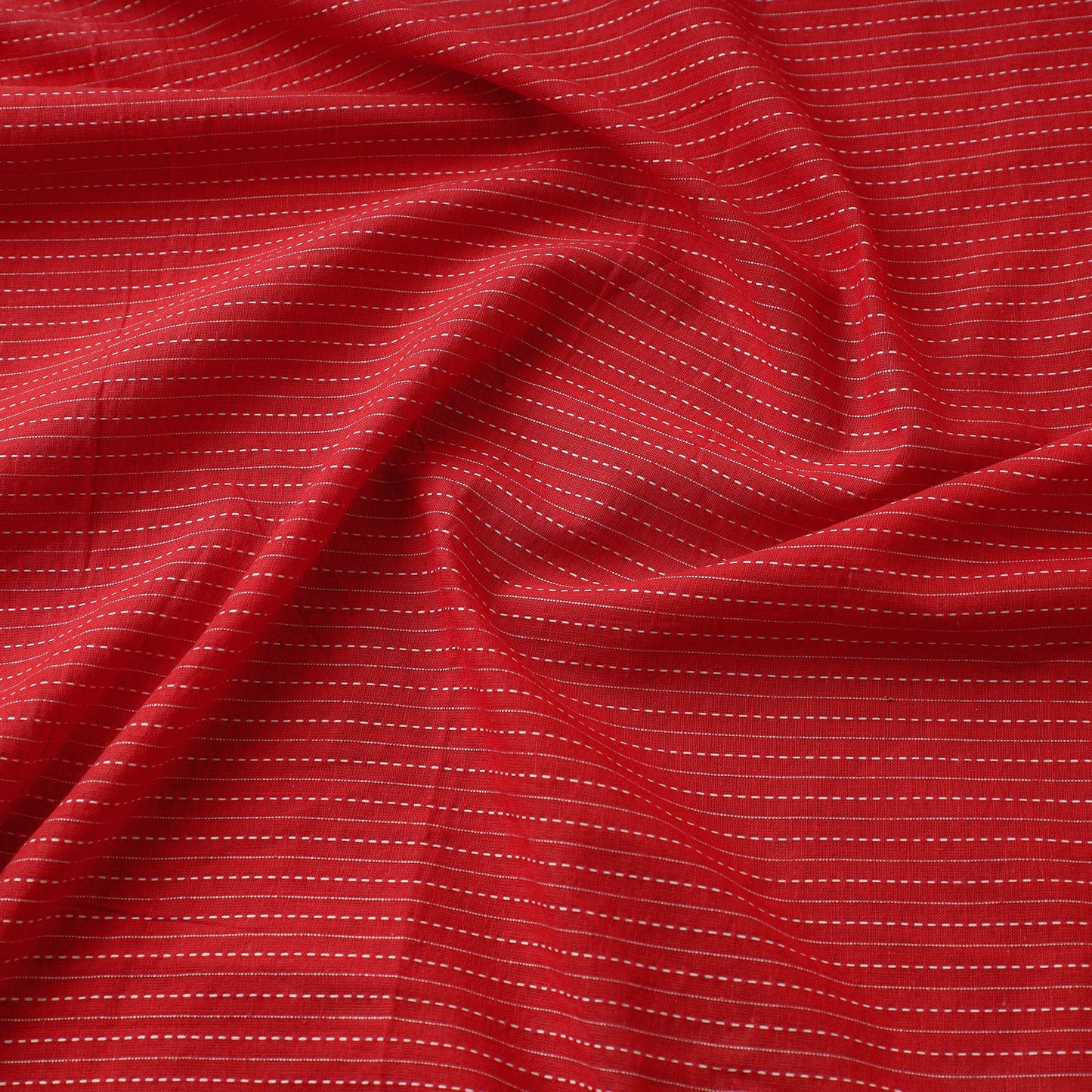  Red Prewashed Running Stitch Plain Cotton Fabric