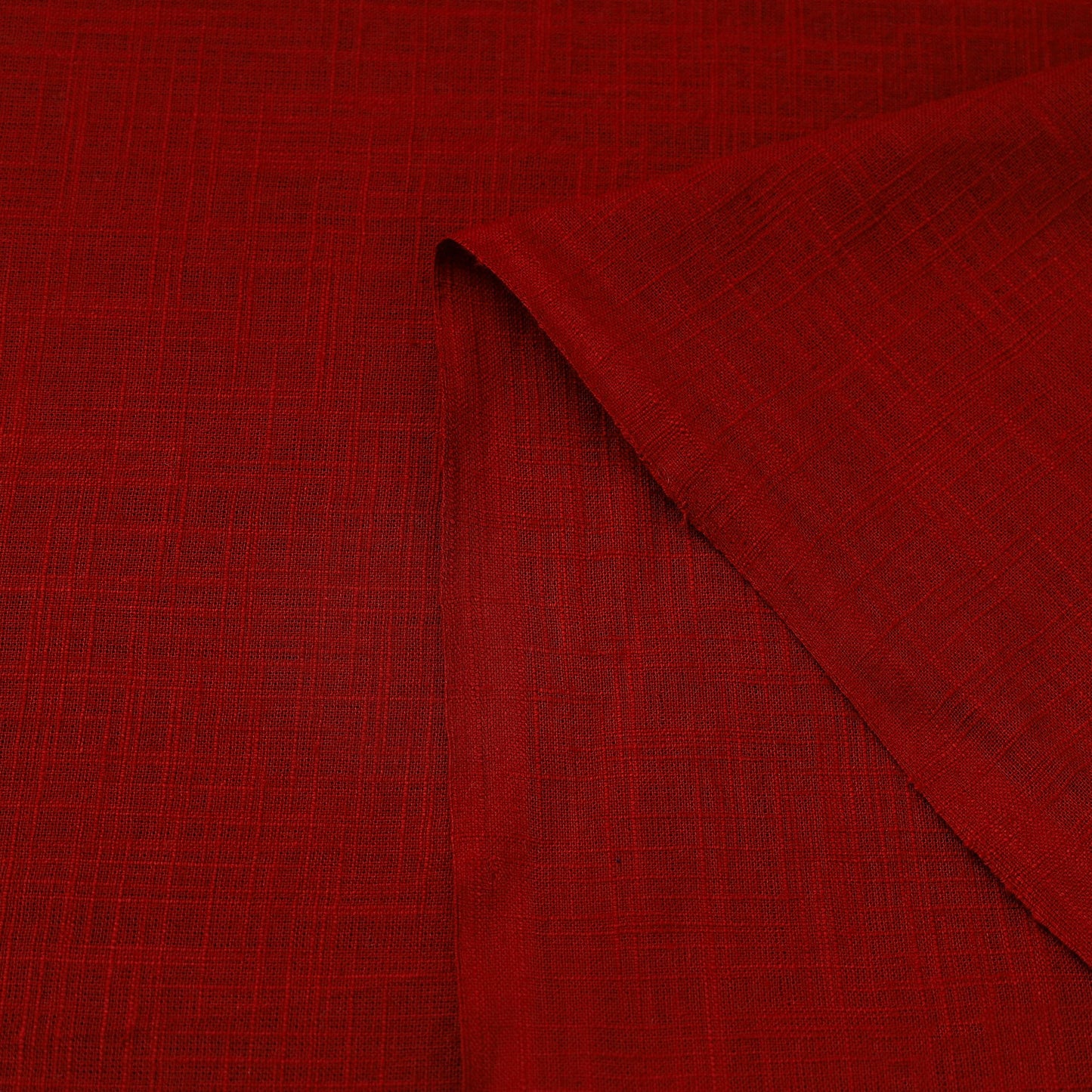 Red Prewashed Slub Cotton Plain Fabric