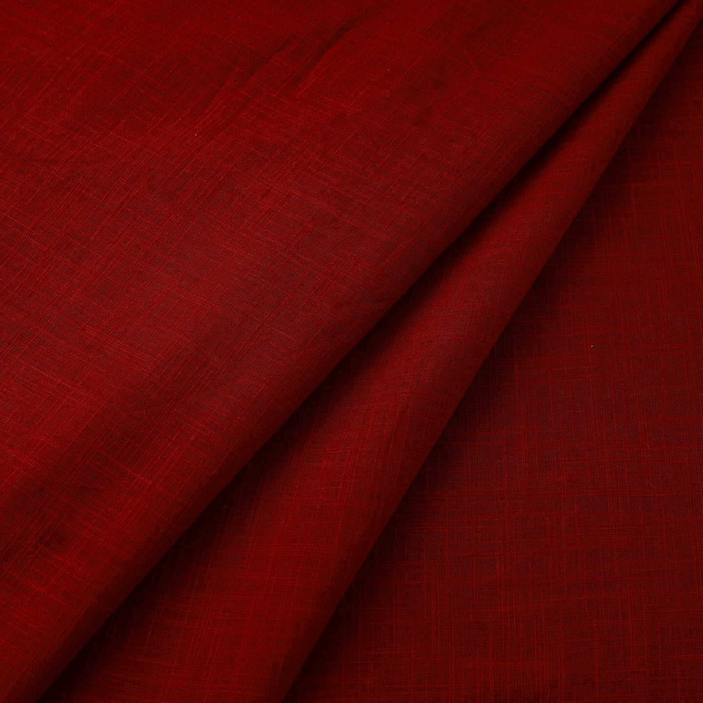 Red Prewashed Slub Cotton Plain Fabric