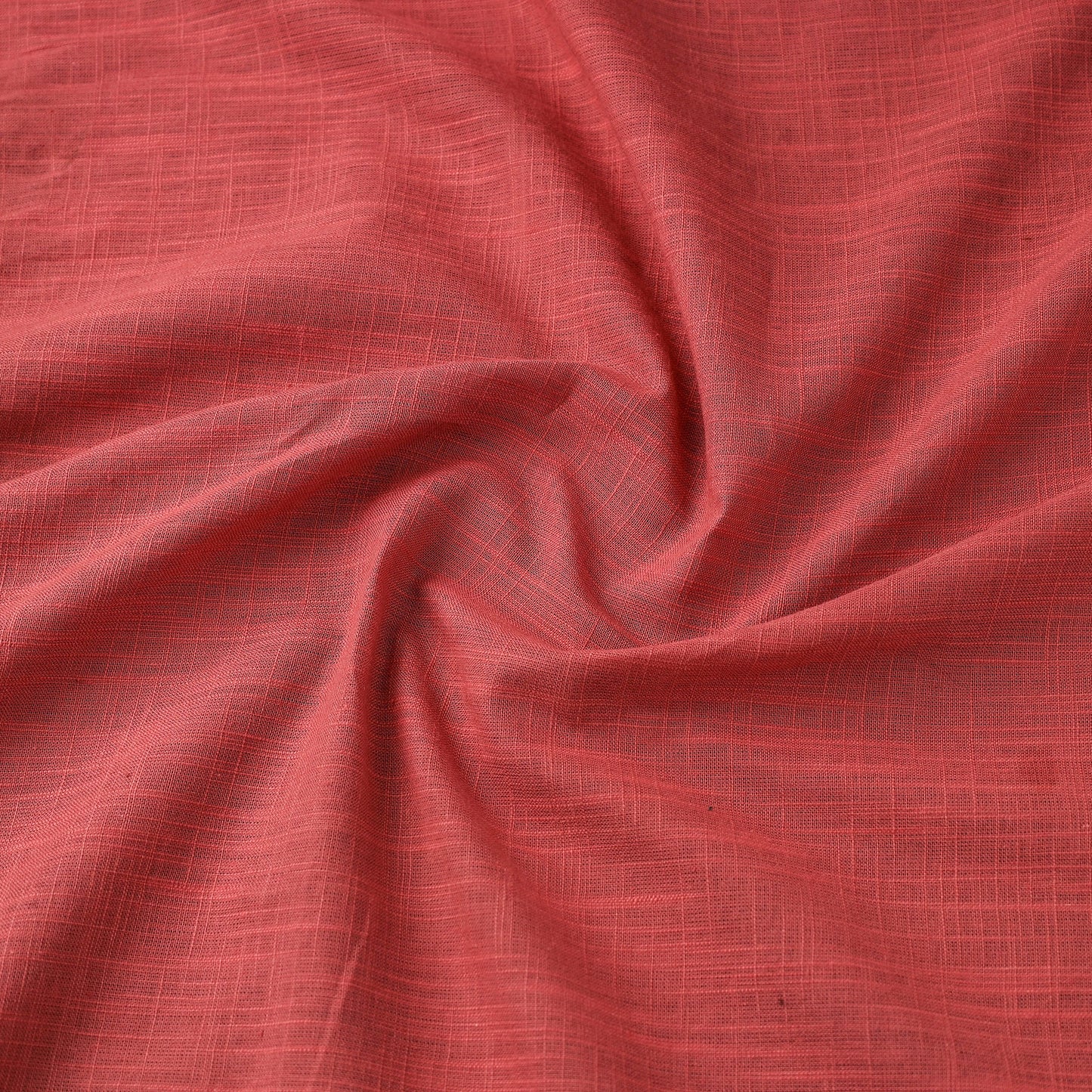 Red  Prewashed Slub Cotton Plain Fabric