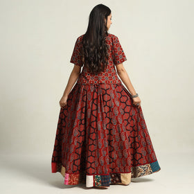 Red - printed 24 kali patchwork cotton long skirt 02