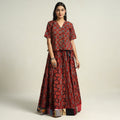 Red - printed 24 kali patchwork cotton long skirt 02