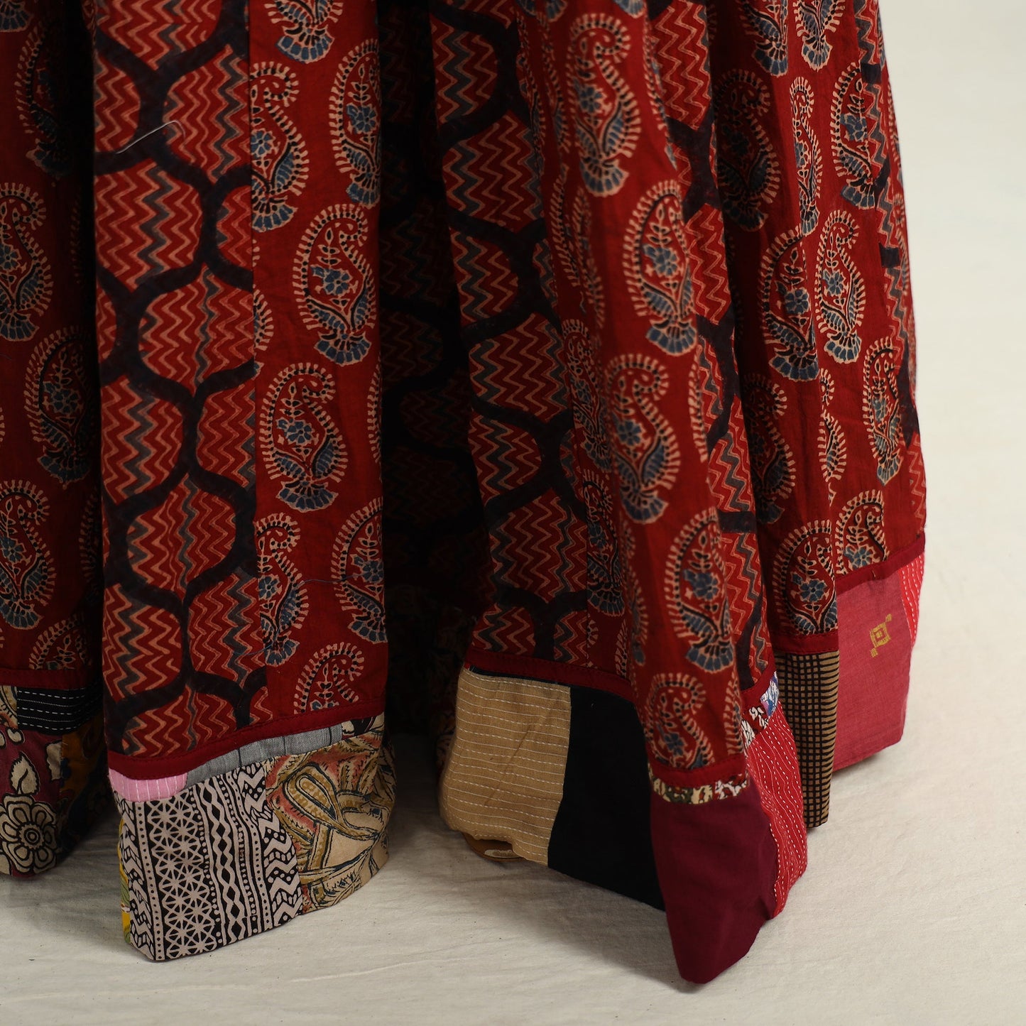 Red - printed 24 kali patchwork cotton long skirt 02