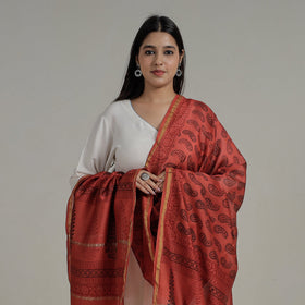 Buy Block Printed Chanderi Silk Bagh Dupatta