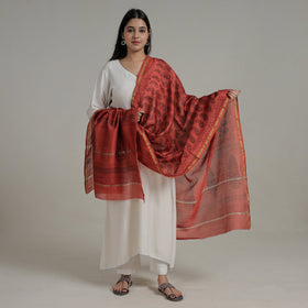 Buy Block Printed Chanderi Silk Bagh Dupatta