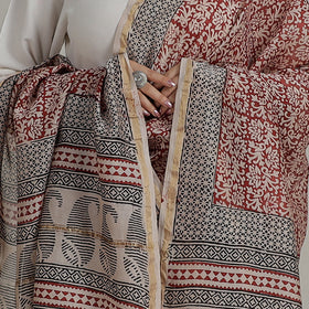  Block Printed Chanderi Silk Bagh Dupatta