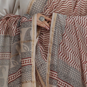 Buy Block Printed Chanderi Silk Bagh Dupatta