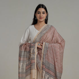 Buy Block Printed Chanderi Silk Bagh Dupatta
