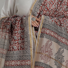  Block Printed Chanderi Silk Bagh Dupatta