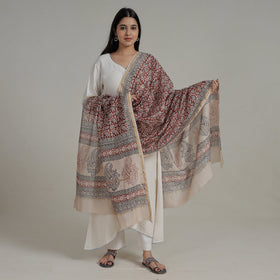  Block Printed Chanderi Silk Bagh Dupatta