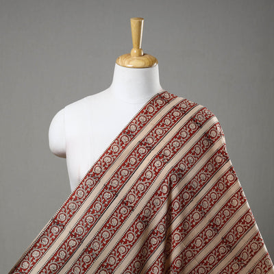 Red Block Printed Cotton Bagru Fabric