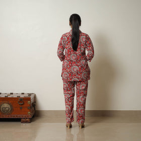 Buy Red Block Print Cotton Bagru Co-Ord Set 