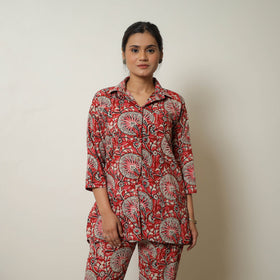 Buy Red Block Print Cotton Bagru Co-Ord Set 